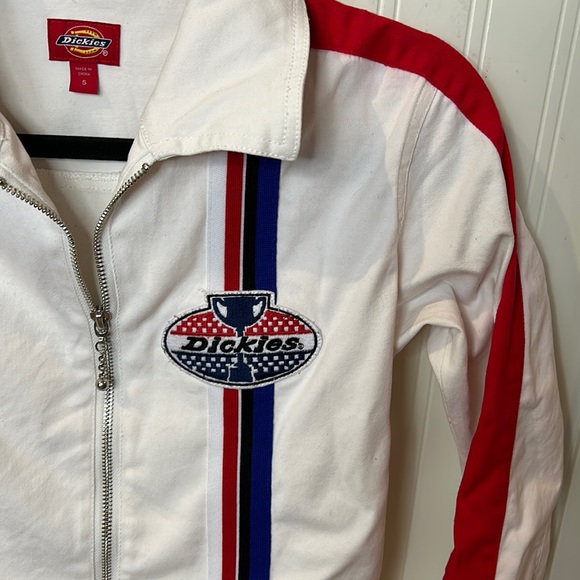 DICKIES💫Dickies Girl Women's Racing White Cropped Jacket - Picture 4 of 11